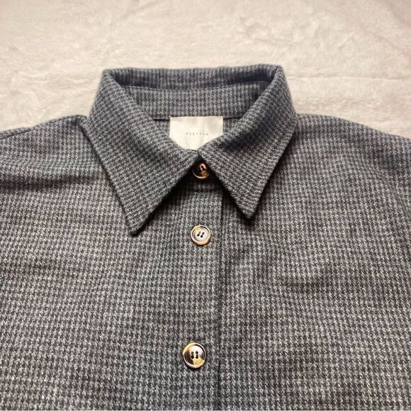 All:Row Long Sleeve Black and Gray Houndstooth Flannel Button Down Shirt Size M - Picture 6 of 11